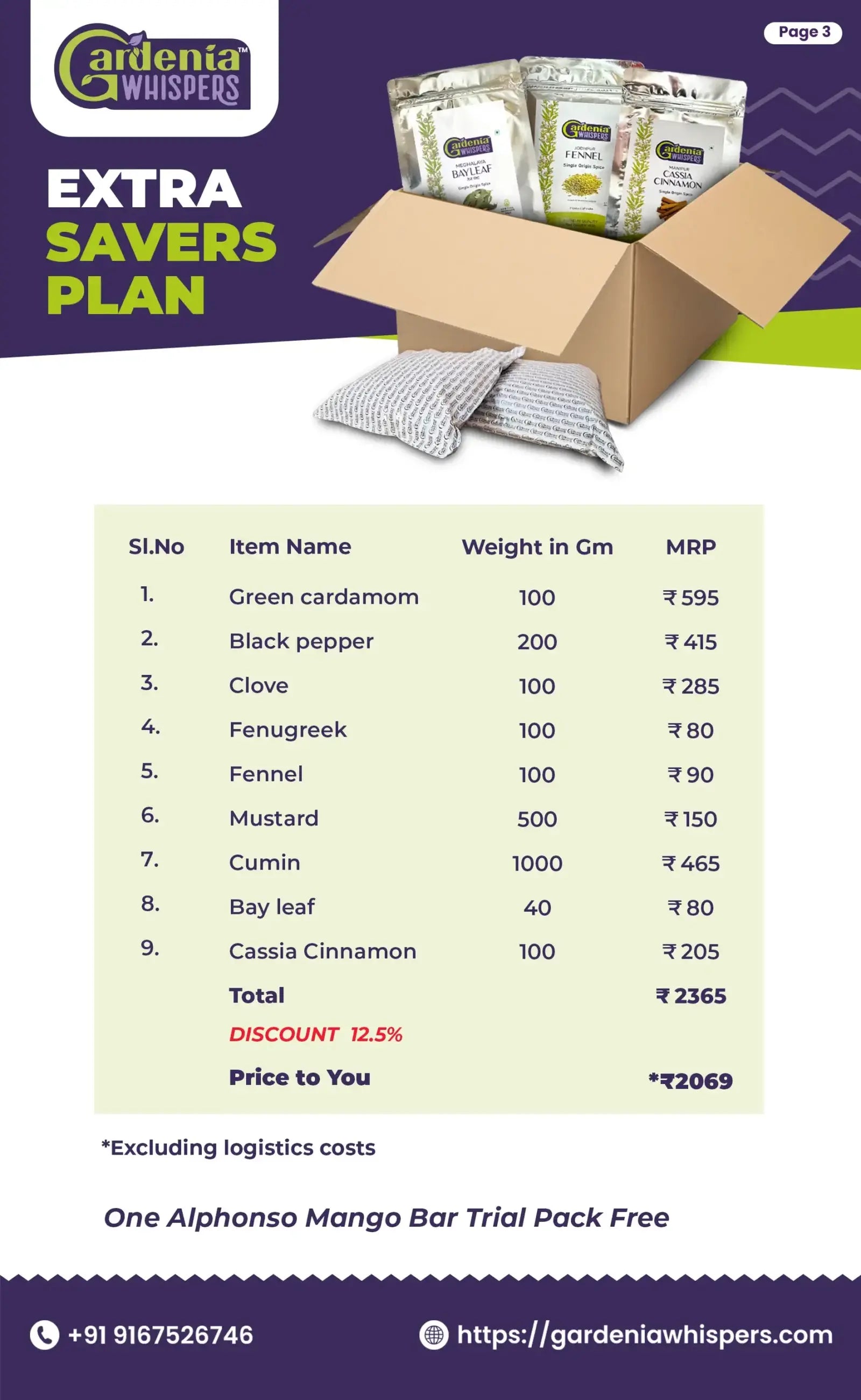 Extra Savers Plan – Product List