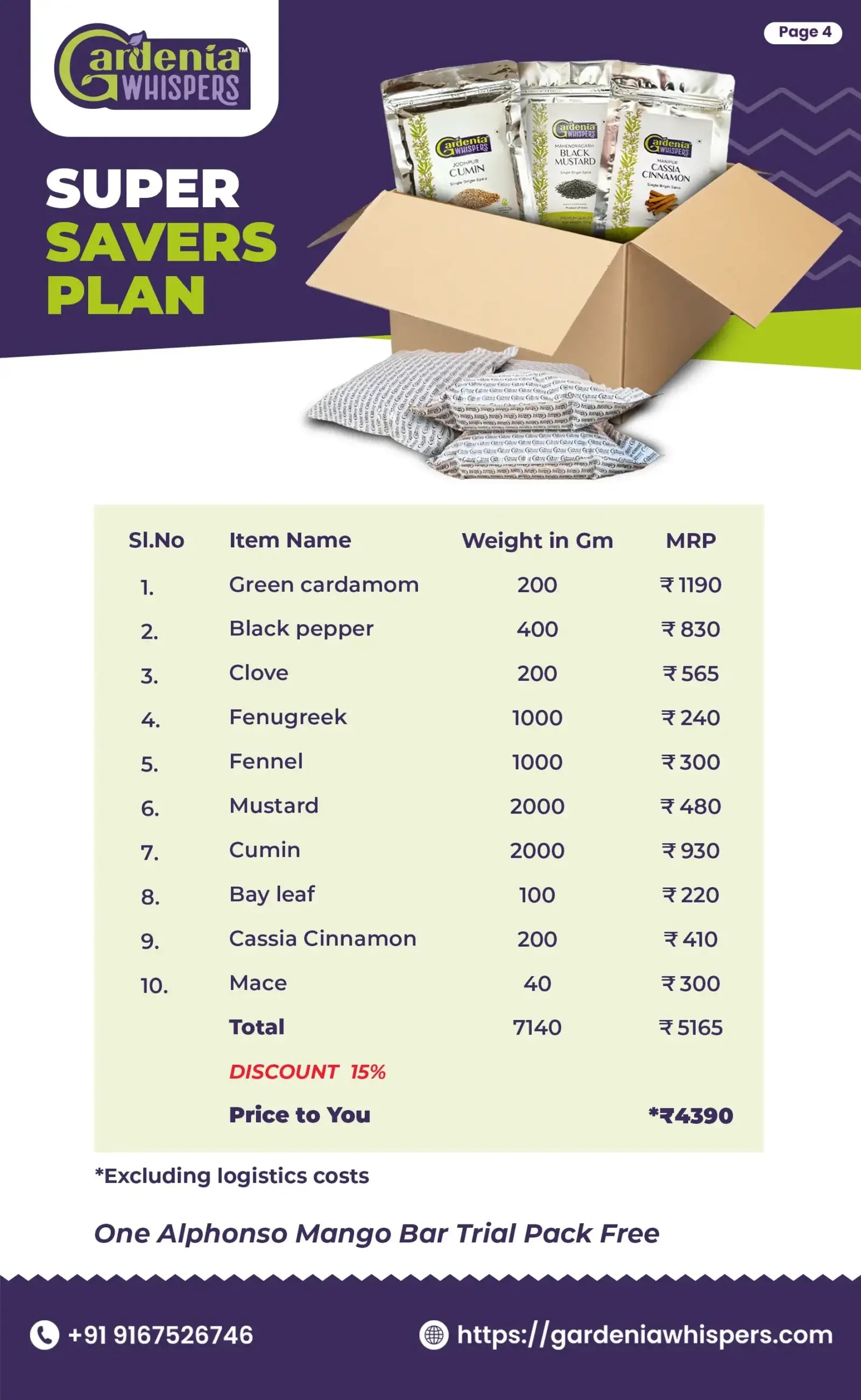 Super Savers Plan – Product List