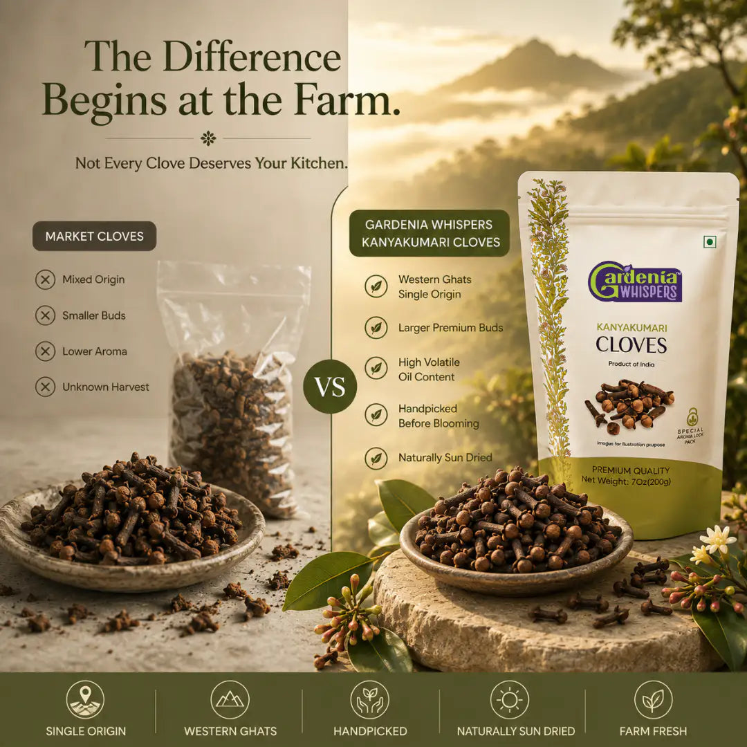 - GI-Protected Western Ghat Laung - Kanyakumari Whole Cloves- Gardenia Whispers