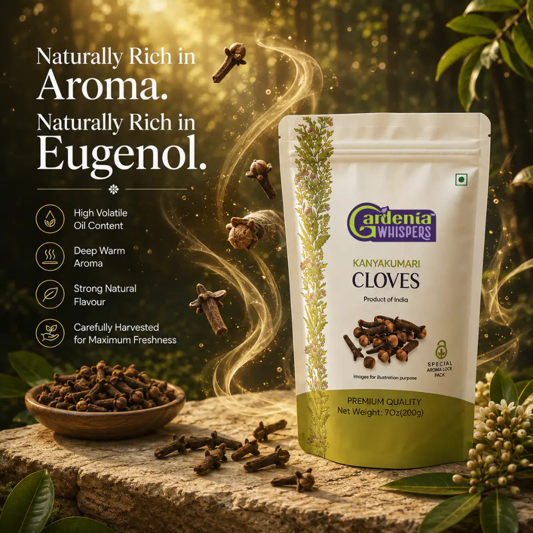 - GI-Protected Western Ghat Laung - Kanyakumari Whole Cloves- Gardenia Whispers