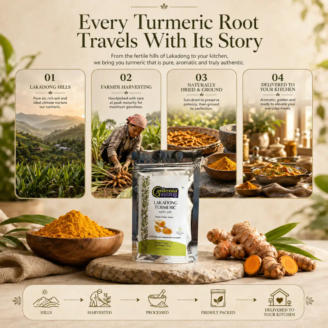 - Lakadong Turmeric Powder - High Curcumin Haldi from Meghalaya- Gardenia Whispers