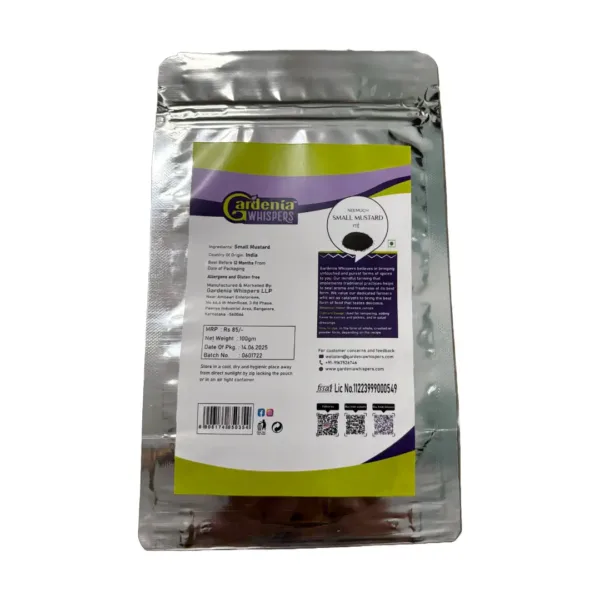 Neemuch Small Mustard - 100 g - Back Neemuch Small Mustard