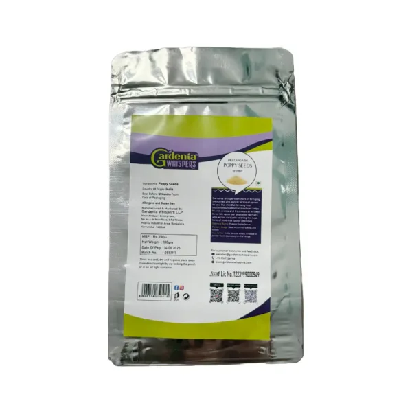 Pratapgarh Poppy Seeds - 100 g - Back Pratapgarh Poppy Seeds
